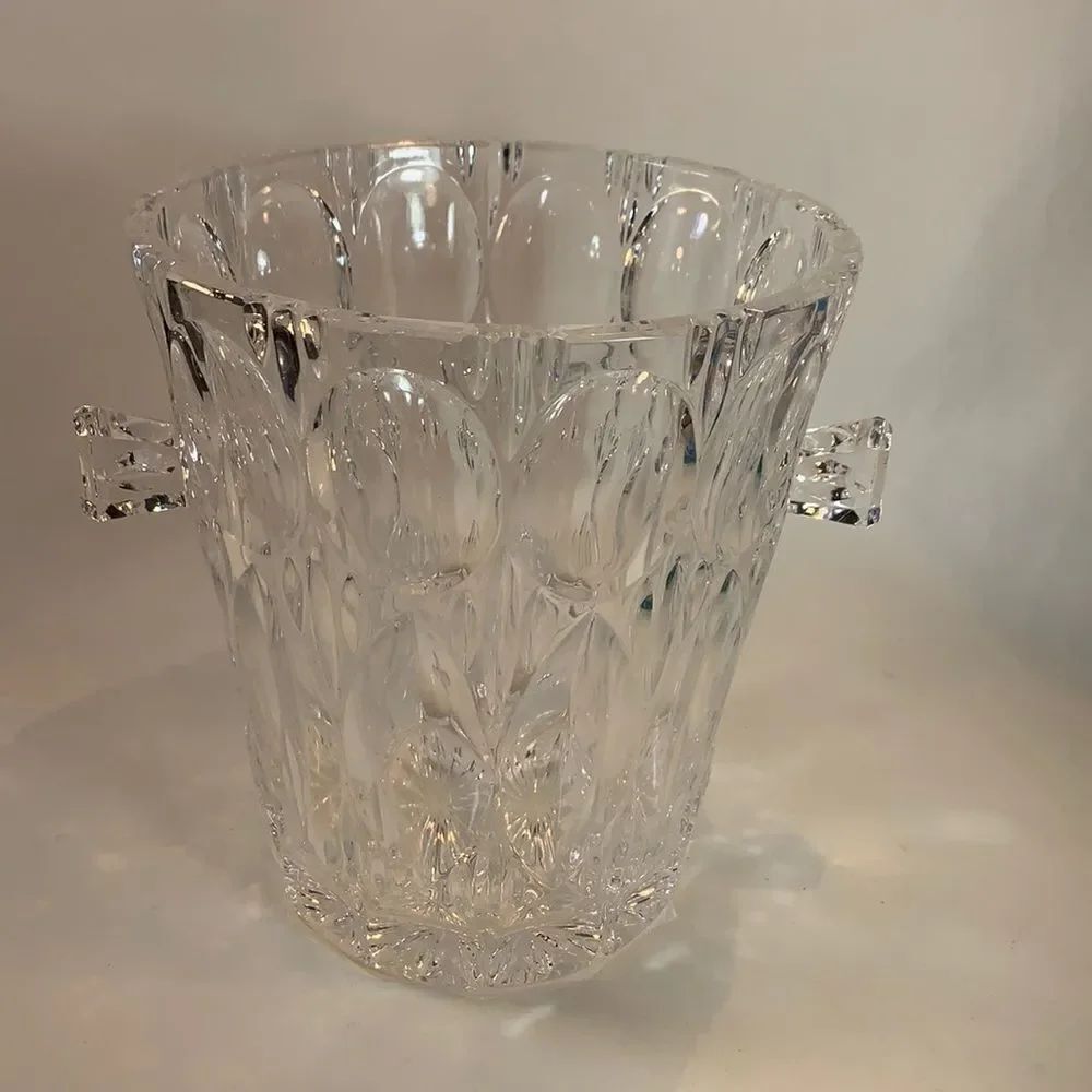 Crystal Art Deco Inspired Cut Wine Bucket Two Handle Champagne Ice Bar Cocktail